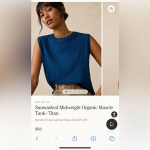 Faherty Blue Sleeveless Boxy Muscle Tee